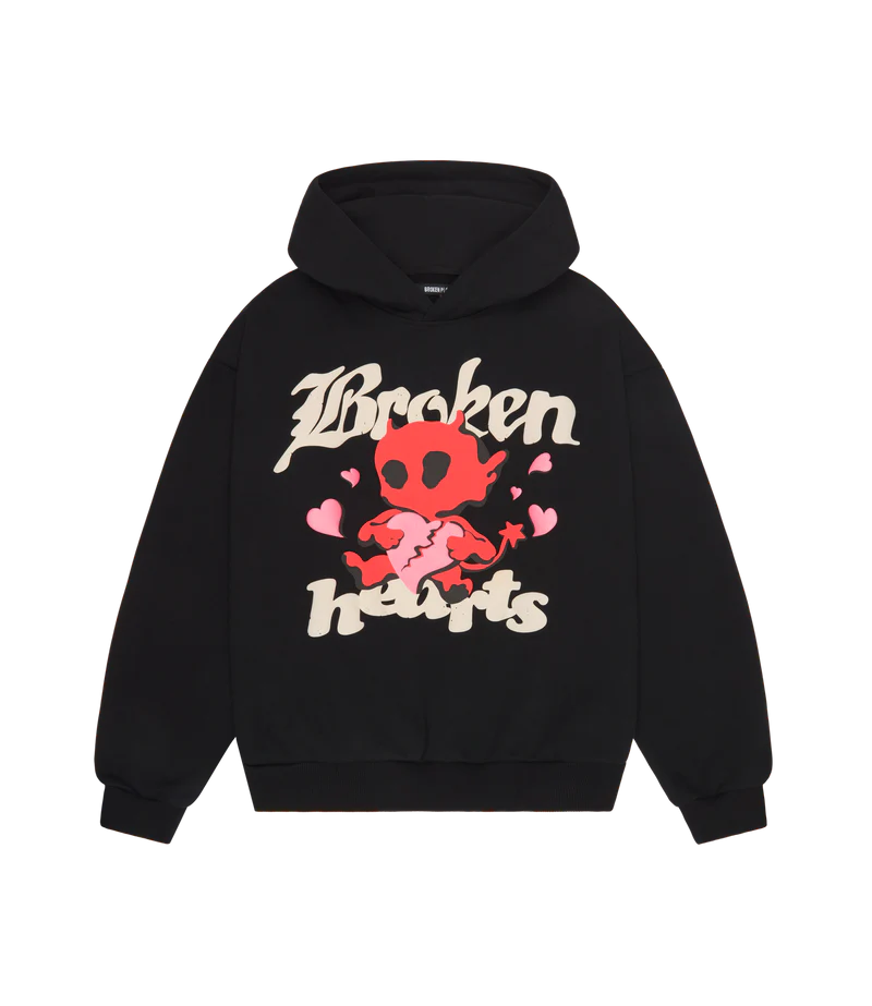 BROKEN PLANET BROKEN HEARTS HOODIE BLACK
