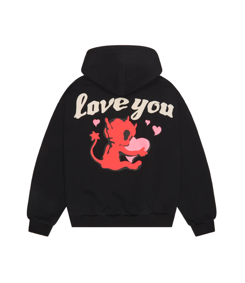BROKEN PLANET BROKEN HEARTS HOODIE BLACK