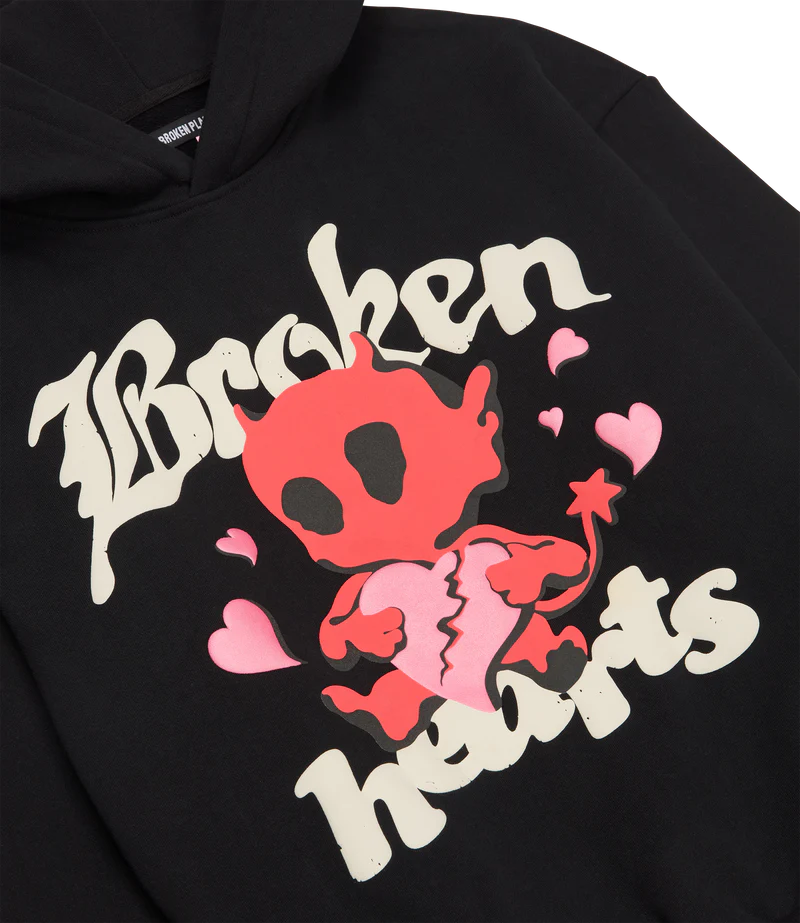 BROKEN PLANET BROKEN HEARTS HOODIE BLACK