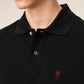 AMI Paris Embroidered Polo Shirt Black