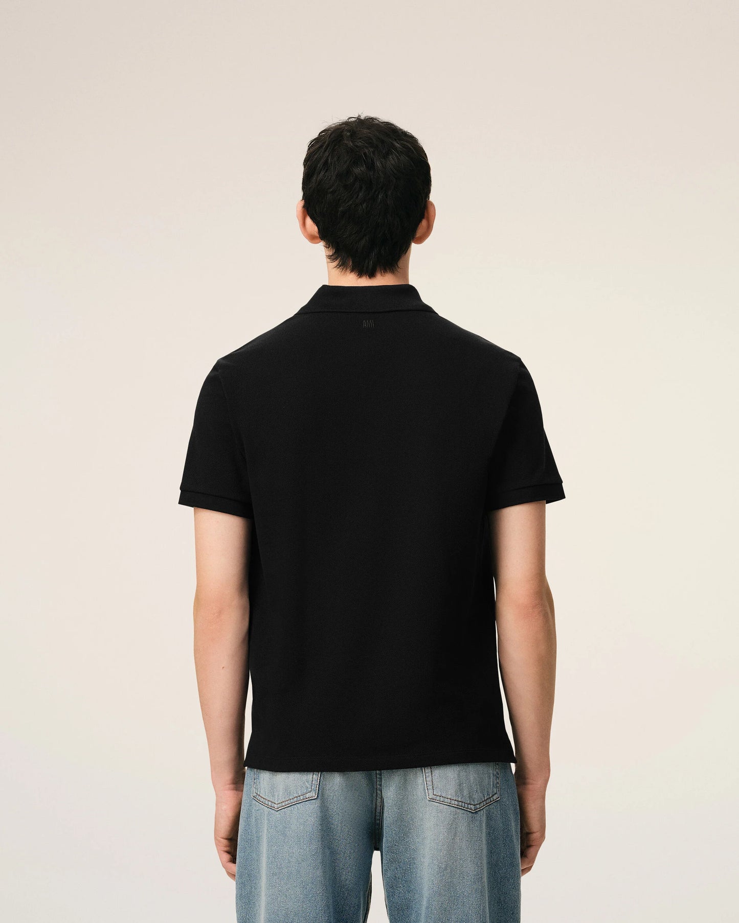 AMI Paris Embroidered Polo Shirt Black