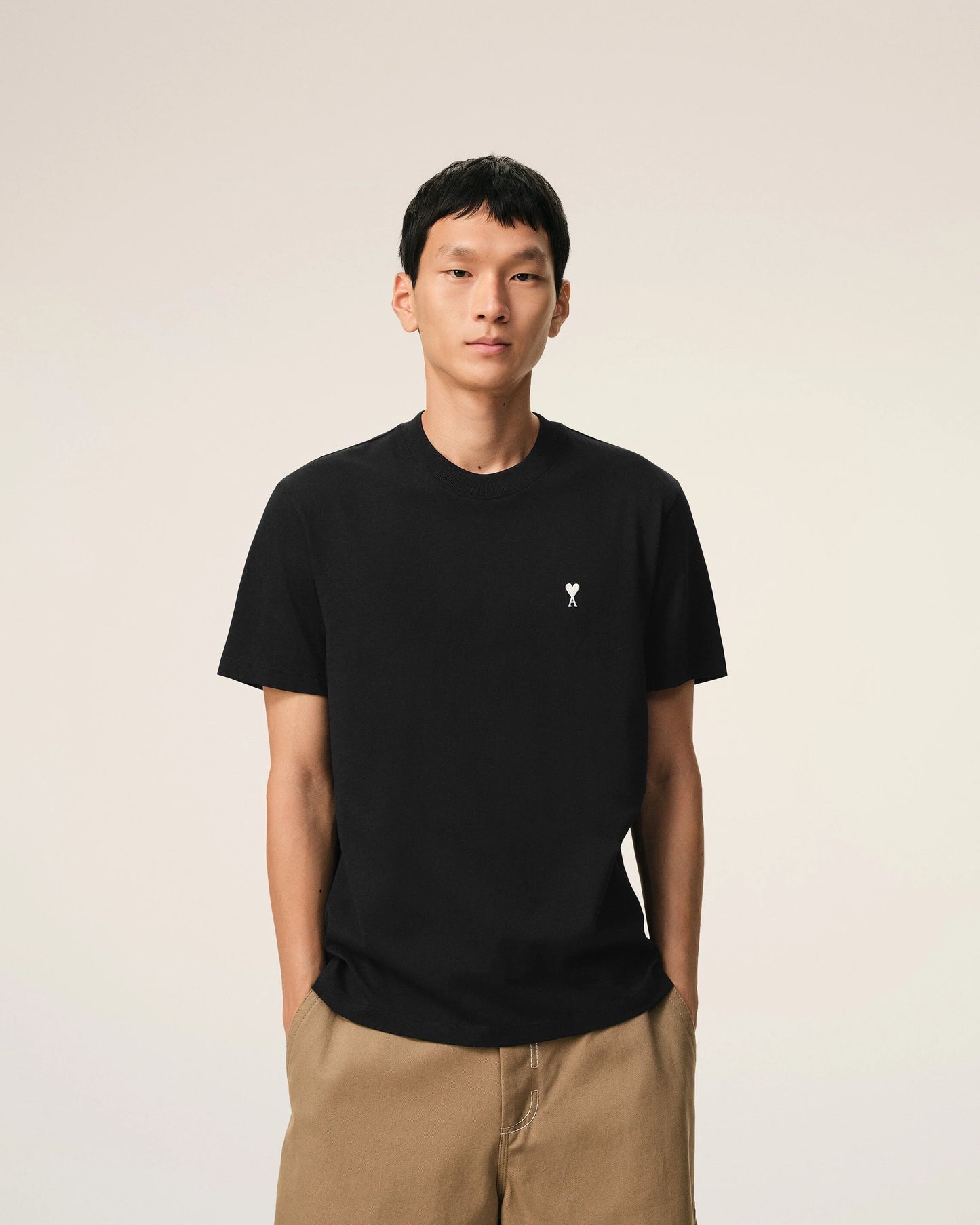 AMI Paris Embroidered Tee Black White