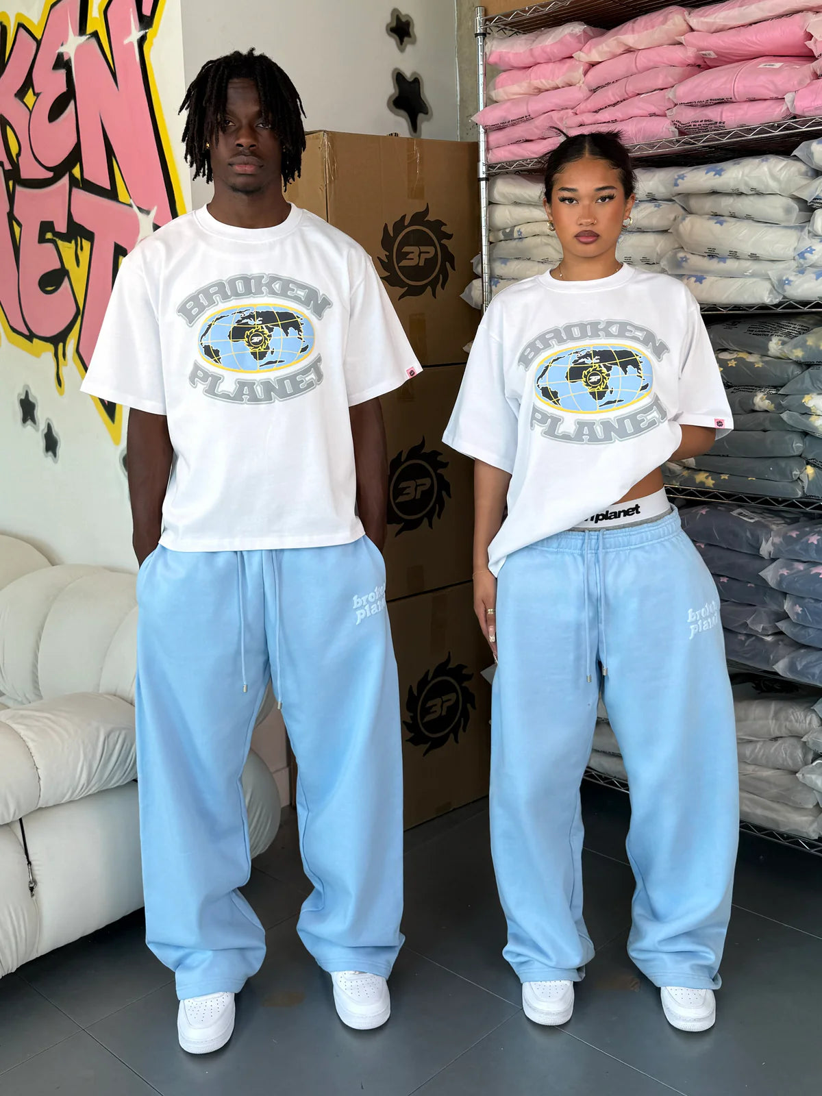 BROKEN PLANET GRID TEE WHITE