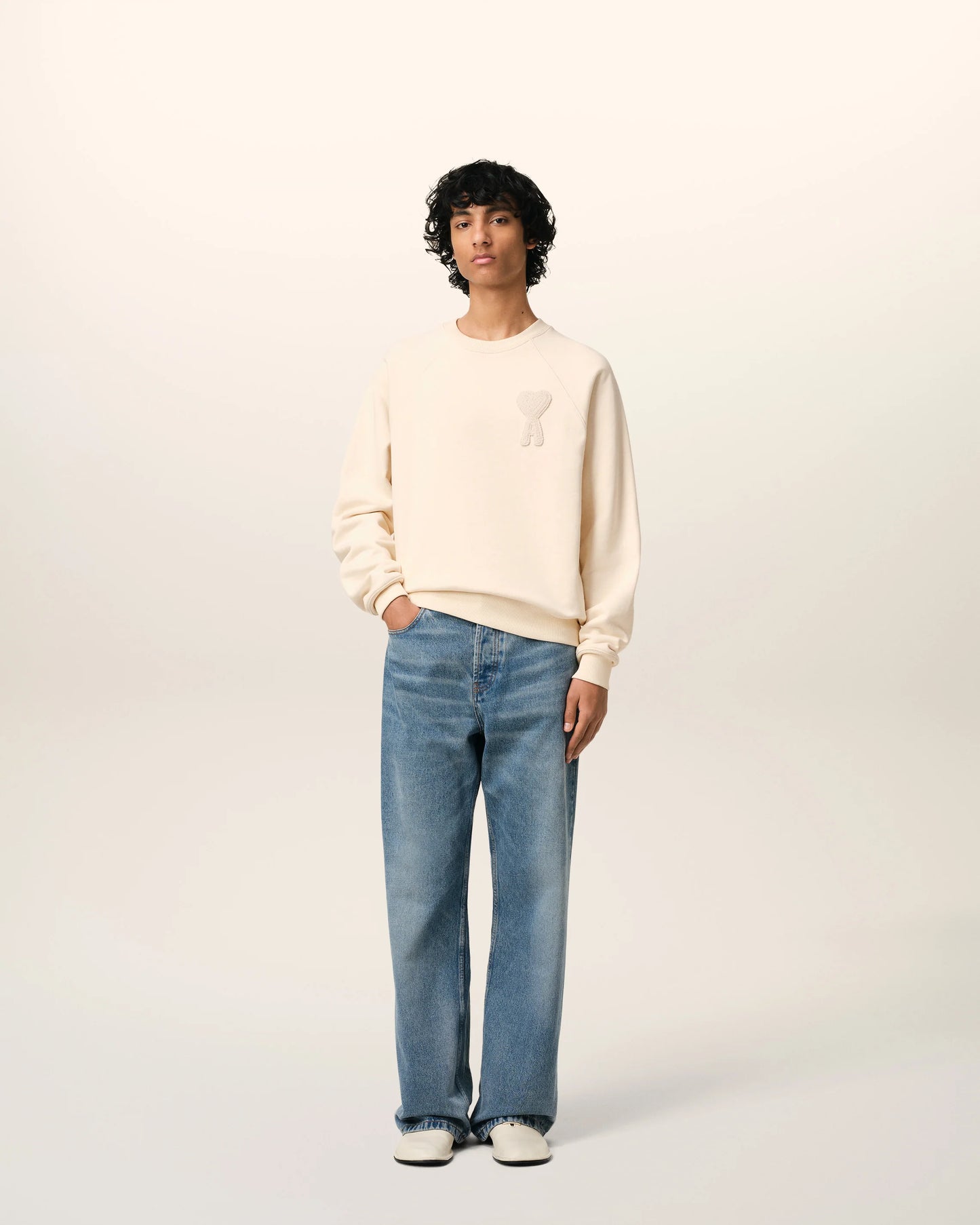 AMI Paris Patch Sweatshirt Cream