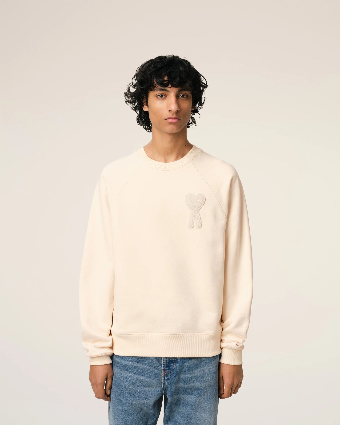 AMI Paris Patch Sweatshirt Cream
