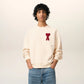 AMI Paris Patch Sweatshirt Cream Red
