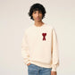 AMI Paris Patch Sweatshirt Cream Red