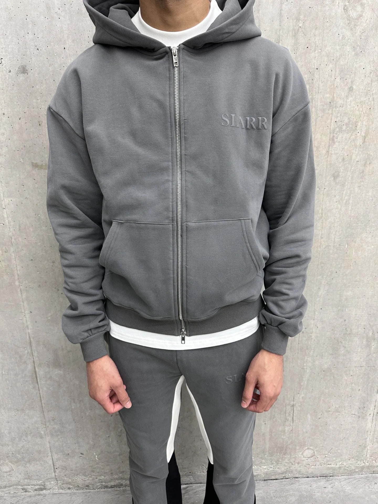 Siarr Puff Zip Hoodie Dark Grey