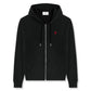 AMI Paris Embroidered Zip Up Hoodie Black