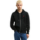 AMI Paris Embroidered Zip Up Hoodie Black