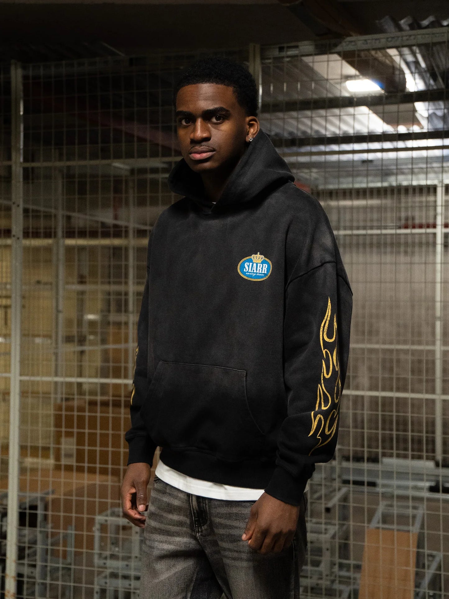 Siarr Crown Hoodie Washed Black