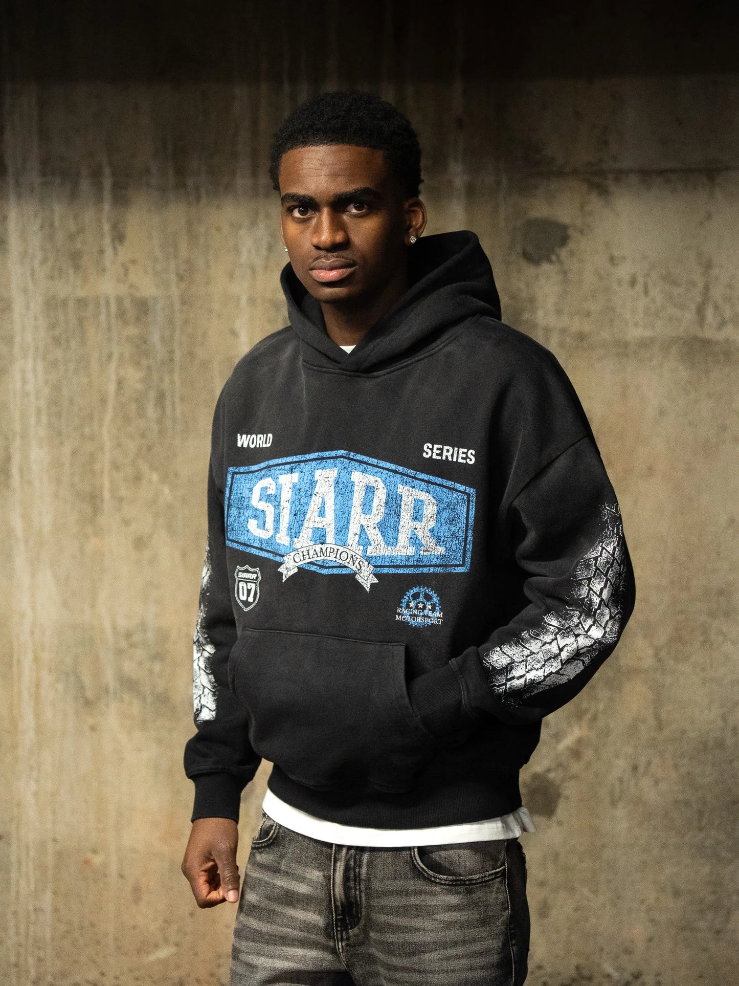 Siarr World Series Hoodie Washed Black