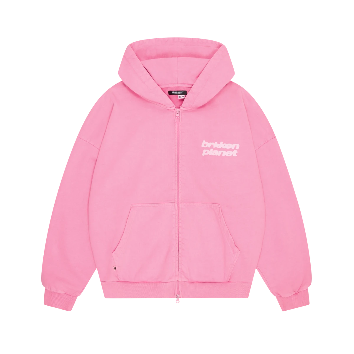 BROKEN PLANET STAR ZIP UP HOODIE PINK