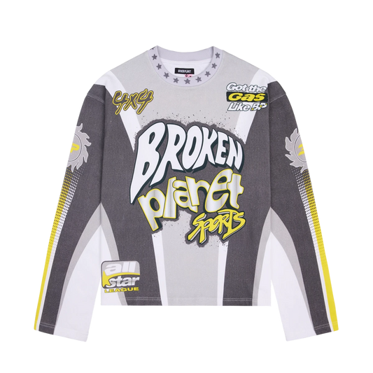 BROKEN PLANET SPORTS LONG SLEEVE TEE GREY YELLOW