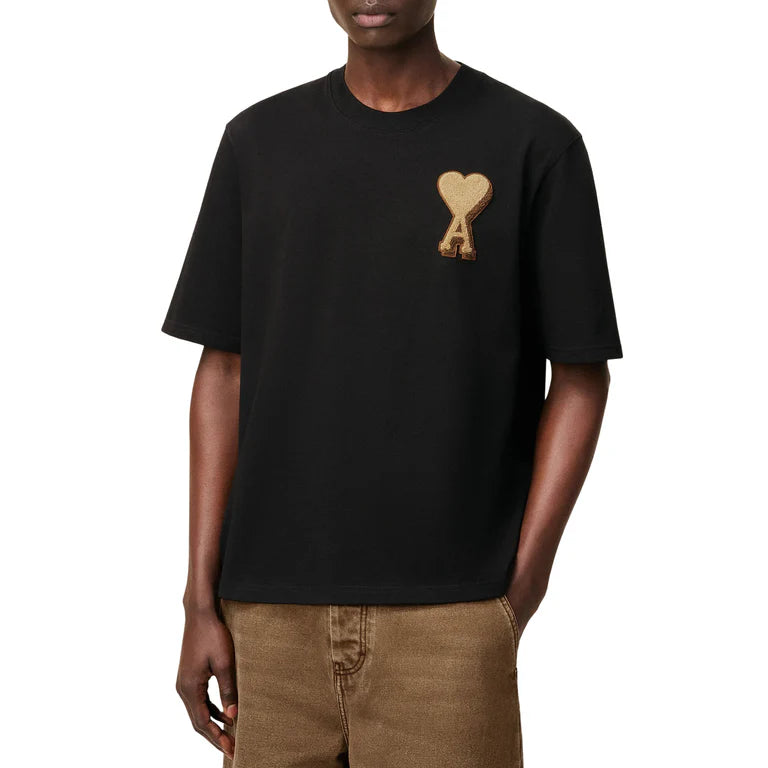 AMI Paris Patch Tee Black Brown