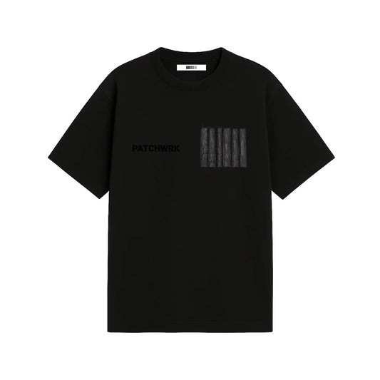 Patchwrk Distressed Barcode Tee Black
