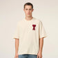AMI Paris Patch Tee Cream Red