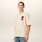 AMI Paris Patch Tee Cream Red