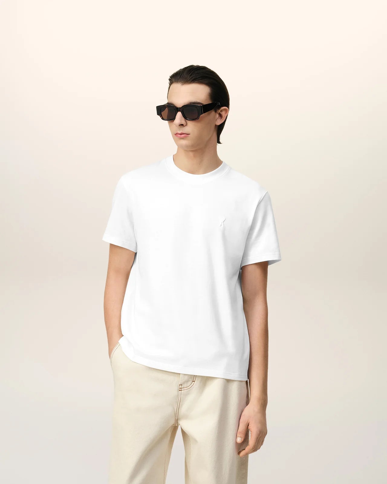 AMI Paris Embossed Tee Off White