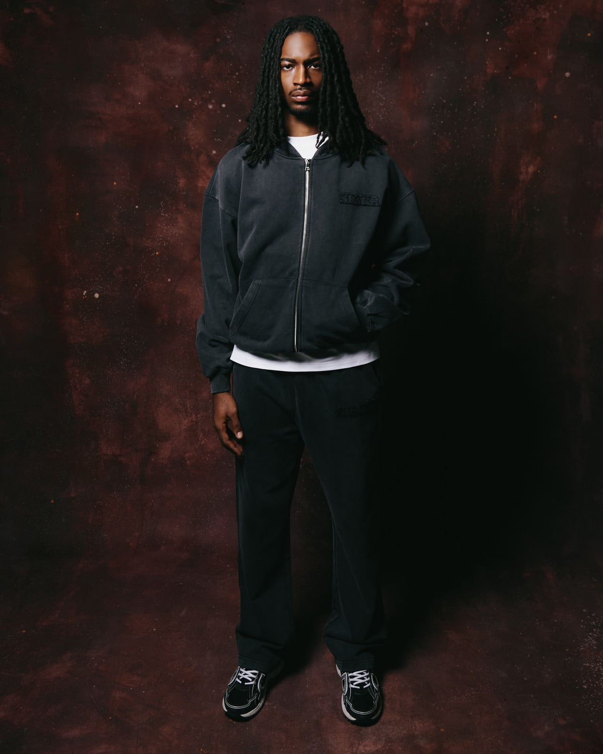 Siarr Quad Zip Hoodie Washed Black