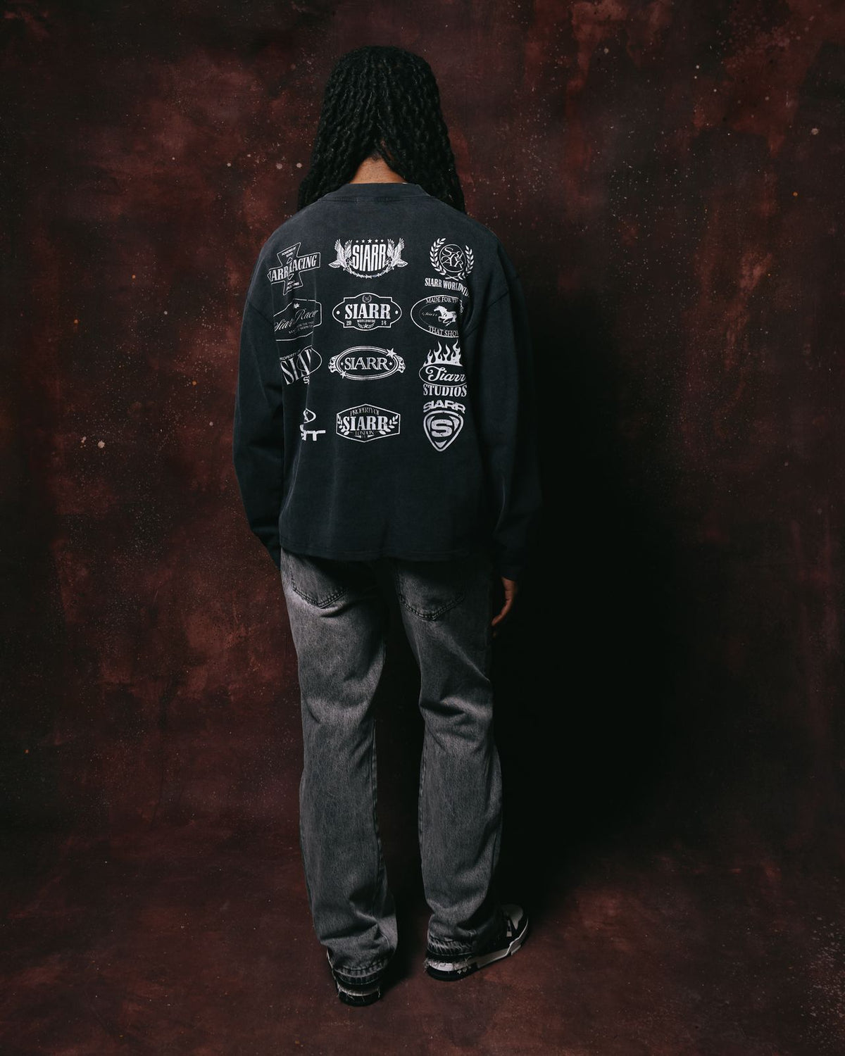 Siarr Multi Logo Longsleeve Tee Washed Black